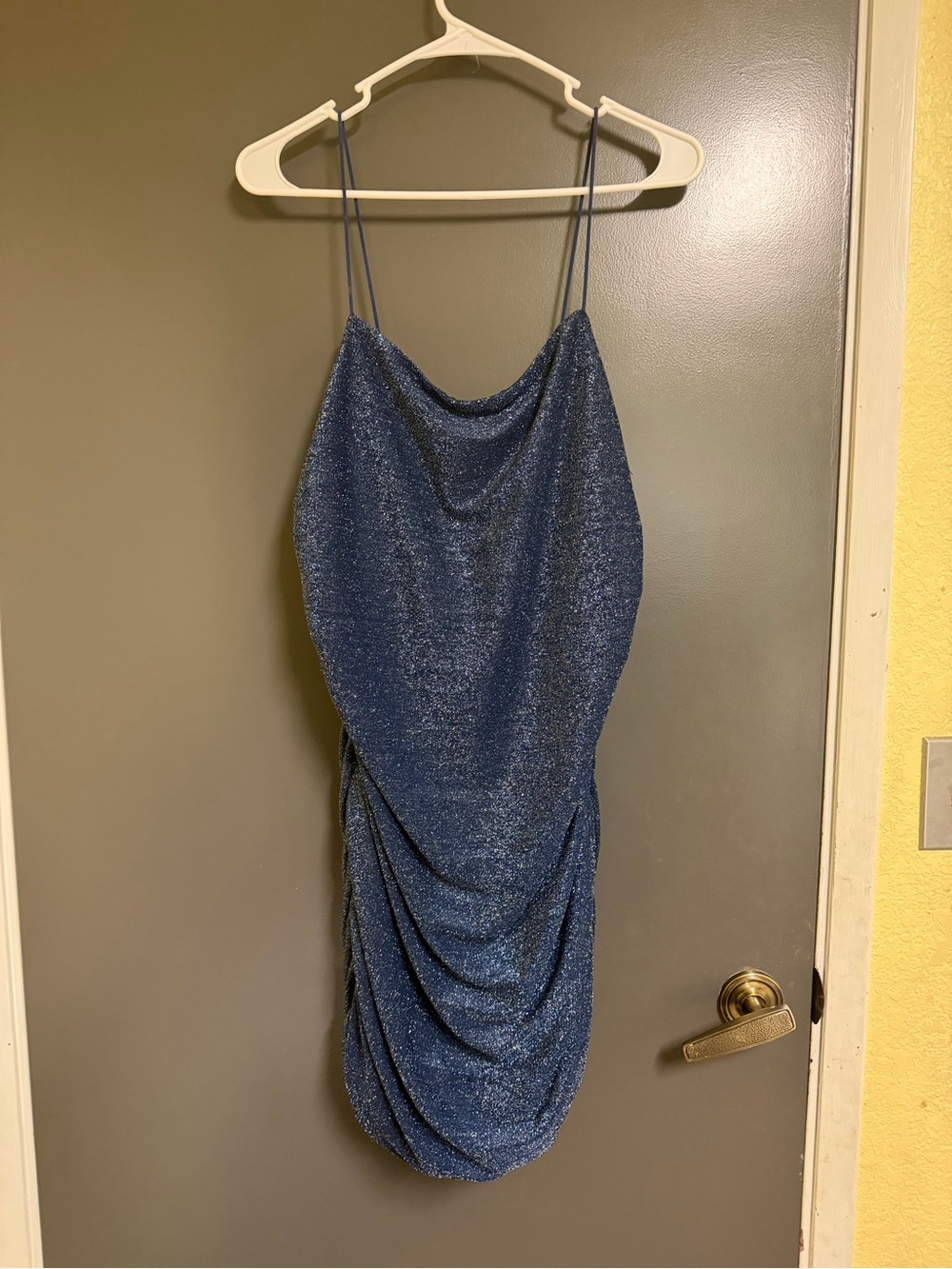 Sparkle Cowl Neck Blue Slip Dress